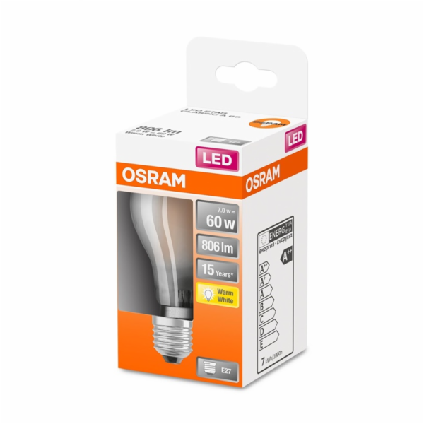 LED žárovka OSRAM, A60, E27, 7 W, 806 lm, 2700 K