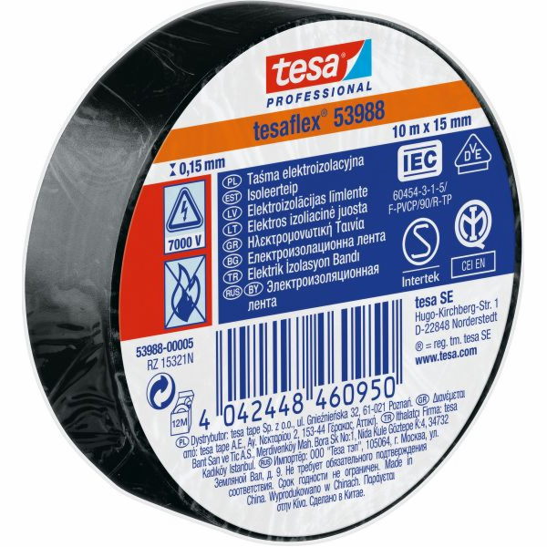 Tesa Elektrická izolační páska 5000V PVC 10m 15mm černá 5...