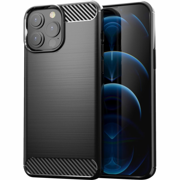 Pružný kryt Hurtel Carbon Case pro iPhone 13 Pro Max černý