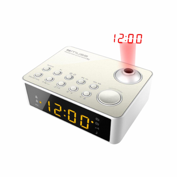 Muse M-178 PW Clock Digital Silver  White