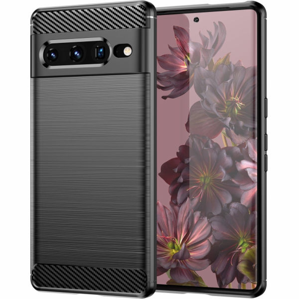 Pružný kryt Hurtel Carbon Case pro Google Pixel 7 Pro černý