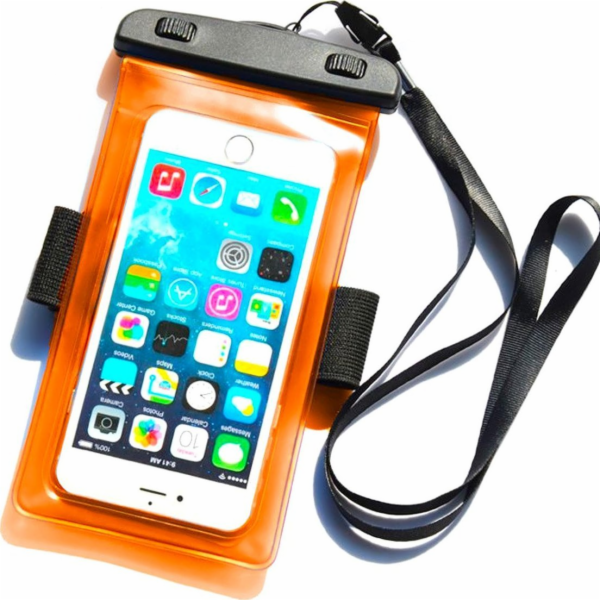 Vodotěsné pouzdro Hurtel s páskem na PVC telefon - oranžové