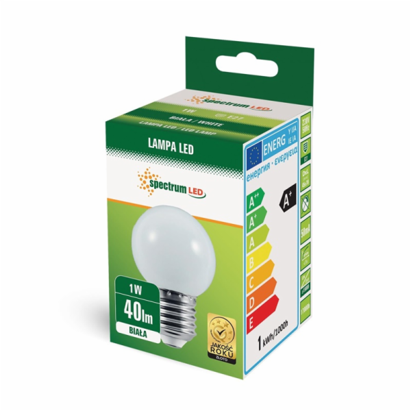 LED žárovka SPECTRUM, P45, E27, 1 W, 40 lm, 4000 K