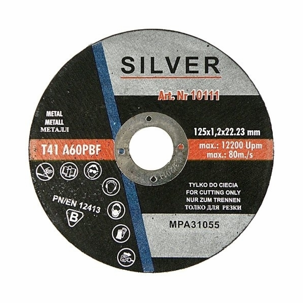 Stříbrný kovový řezný kotouč 125 x 1,6 x 22,2 mm (10112)