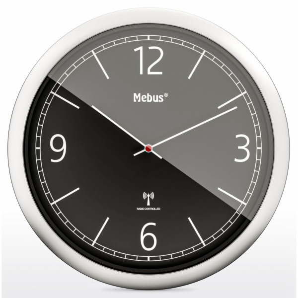 Mebus 19813 radio wall clock  black/silver