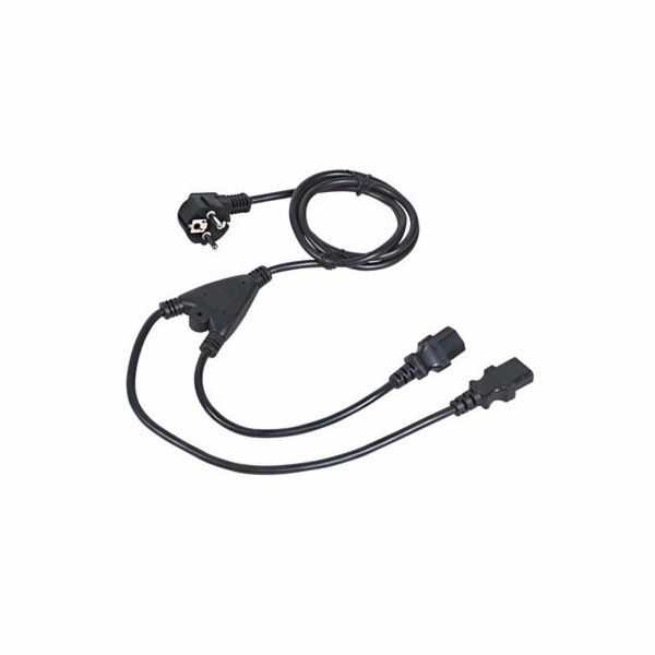 C-TECH kabel síťový 220/230V napájecí, 1,8m, rozdvojka Y,...