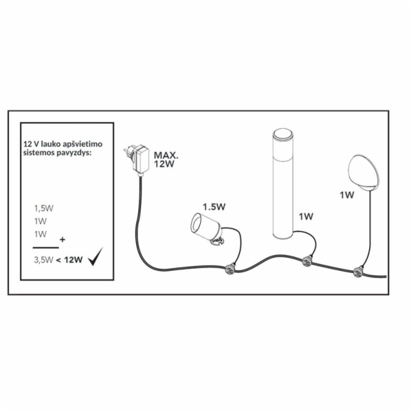 Prodlužovací kabel Ludeco 12V PL7011, 12W, LED, IP44, 5m