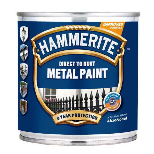 Barva na kov Hammerite Smooth, stříbrná, 0,25l