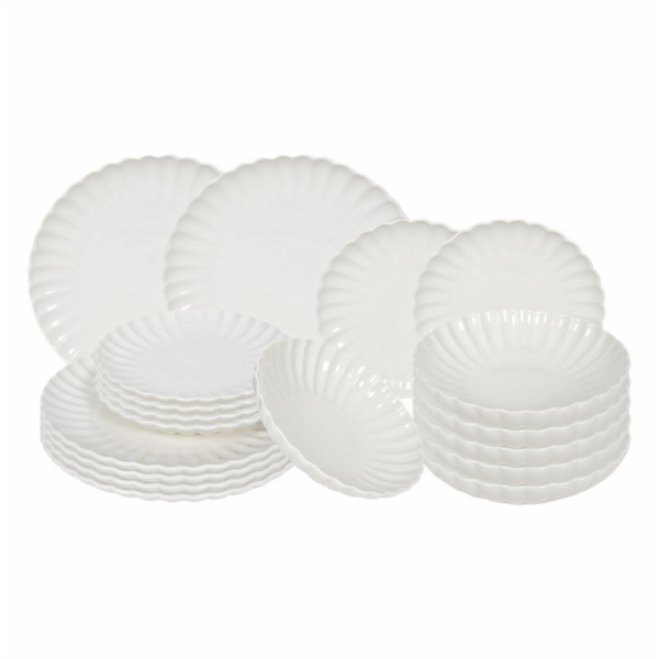 Jídelní sada talířů porcelánová PEARL 18 ks bílá HT-24327901