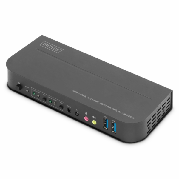 DIGITUS DS-12874 KVM Switch, 2x1 HDMI, HDMI Out, USB, 4Kx...