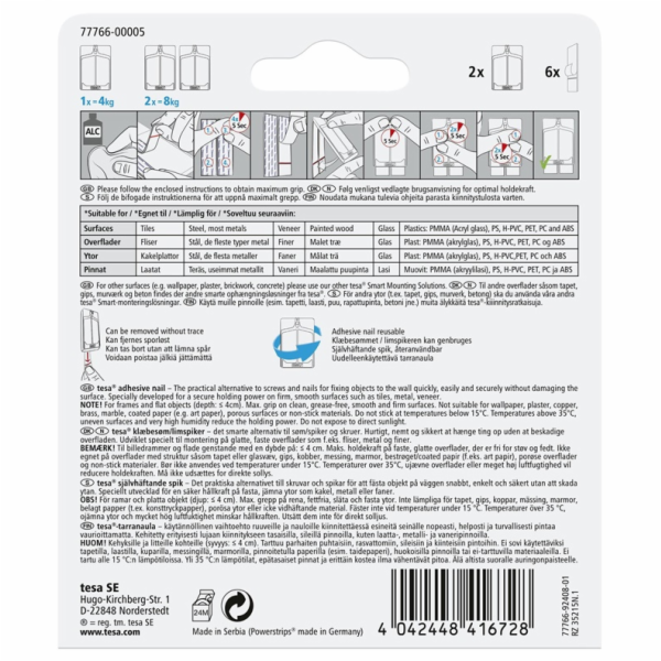 Háčky na zavěšení rámu, 77766, 2X4 kg, na dlaždice