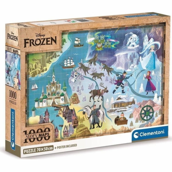Clementoni CLE puzzle 1000 Kompaktní DisneyMaps Frozen 39784