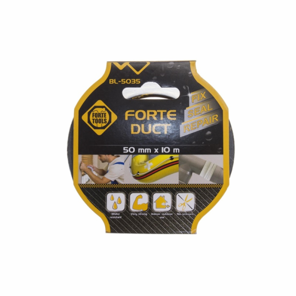 Lepicí textilní páska FORTE TOOLS, 10 m × 50 mm, černá