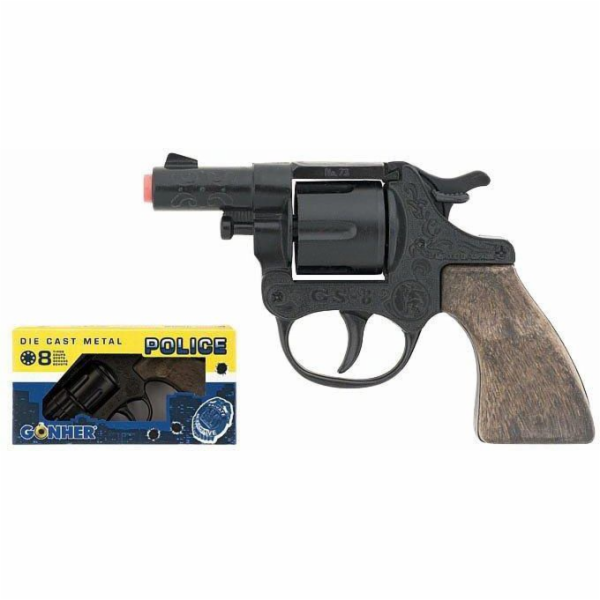 Malý kovový policejní revolver Gonher 8 nábojů - 239883