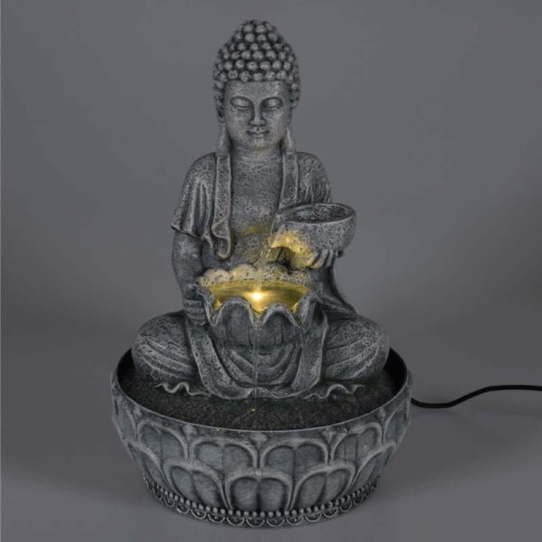 Fontána pokojová s LED osvětlením 29 cm Budha černá KO-79...