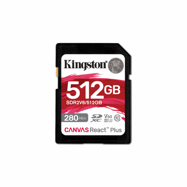 Kingston SDXC karta 512GB Canvas React Plus, UHS-II, U3, ...