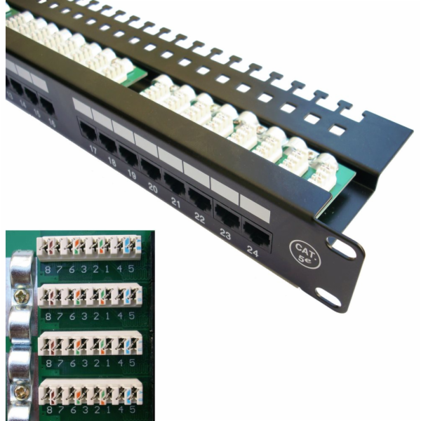 DATACOM Patch panel 24x RJ-45,Cat5e UTP, 19" s vyvázáním,...
