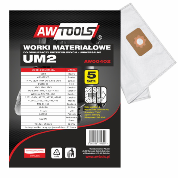 AWTools sáček do vysavače z mikrovlákna UM2 MAKITA VC2010...