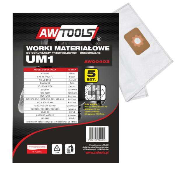AWTools sáček do vysavače z mikrovlákna UM1 GAS35/VC3011L...