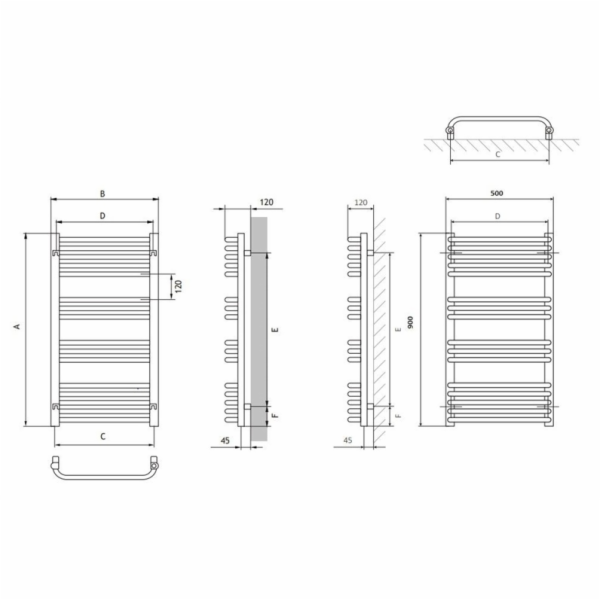 Elektrický sušák ručníků Terma Anno bílý 50x90