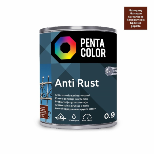 Emailová barva Pentacolor Anti Rust, pololesklá, 0,9 l, m...