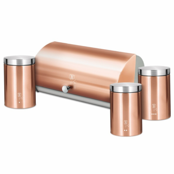 Chlebovka nerez se sadou 3 ks skladovacích nádob Rosegold...