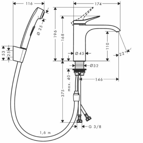 Umyvadlová baterie Hansgrohe Vivenis 75210000, chrom