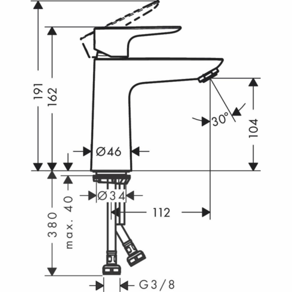 Umyvadlová baterie HANSGROHE TALIS E110, černá