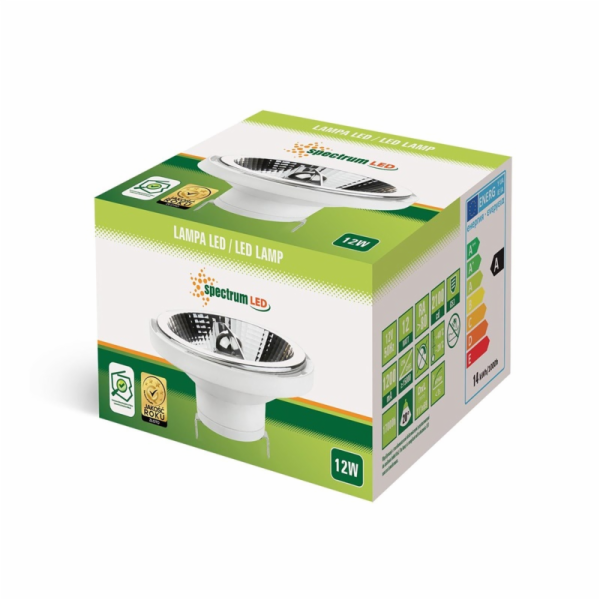 LED lampa, AR111, G53, 12W, 12V, 3000K, 750lm