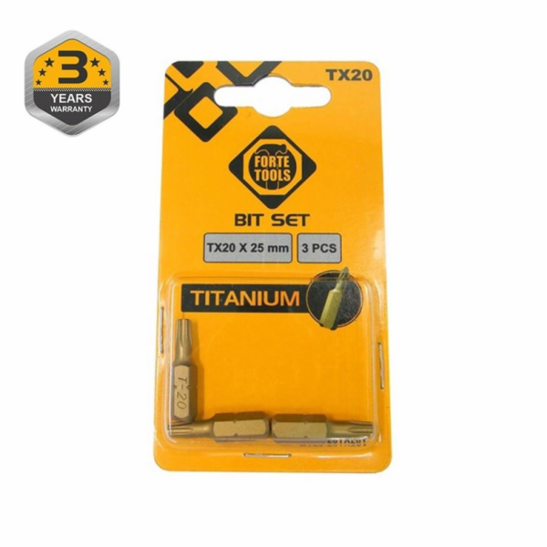 Šroubovací bity Forte Tools TX20, 25 mm, 3 ks