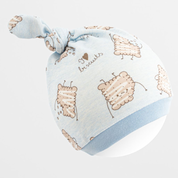 Kojenecká bavlněná čepička New Baby Biscuits modrá Vel.68/74