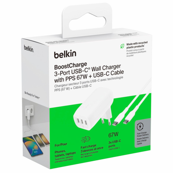 Belkin BOOST Charge USB-C 67W 3xUSB-C + Cable WCC002vf2MW...