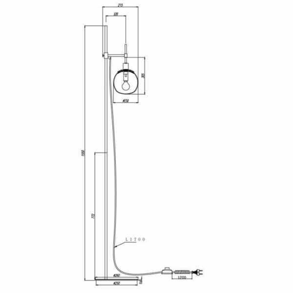 Stojací lampa Maytoni Erich MOD221-FL-01-G, 40 W, E14