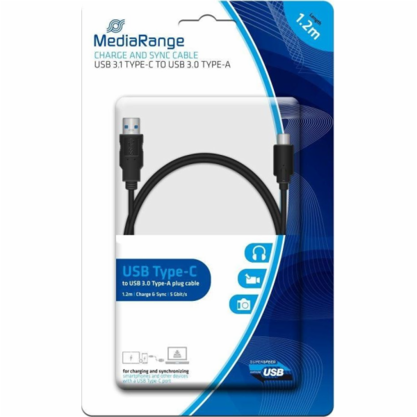 MediaRange USB-A – USB-C kabel USB 1,2 m černý (MRCS160)