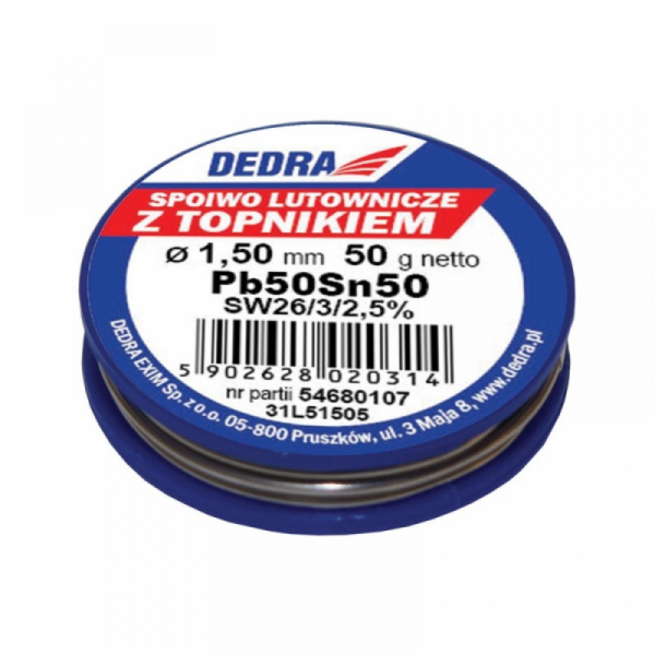 Dedra pájka s tavidlem Pb50Sn50 1,5mm 50g - 31L51505