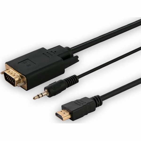 Savio HDMI - D-Sub (VGA) + Jack 3,5mm kabel 1,8m černý (S...