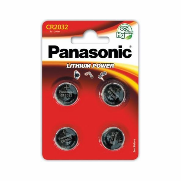Baterie Panasonic Lithium Power CR2032 4 ks.