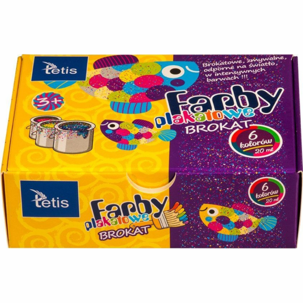 Tetis Glitter plakátové barvy 6col 20ml
