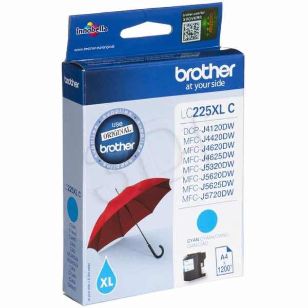 Originální inkoust Brother LC225XLC (azurový)