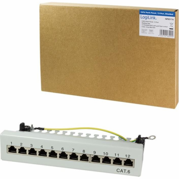 LogiLink Patch panel 12x RJ-45 Cat.6 Grey (NP0017A)