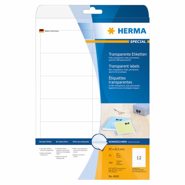 Fóliové etikety Herma A4, průhledná matná fólie, 300 ks (...
