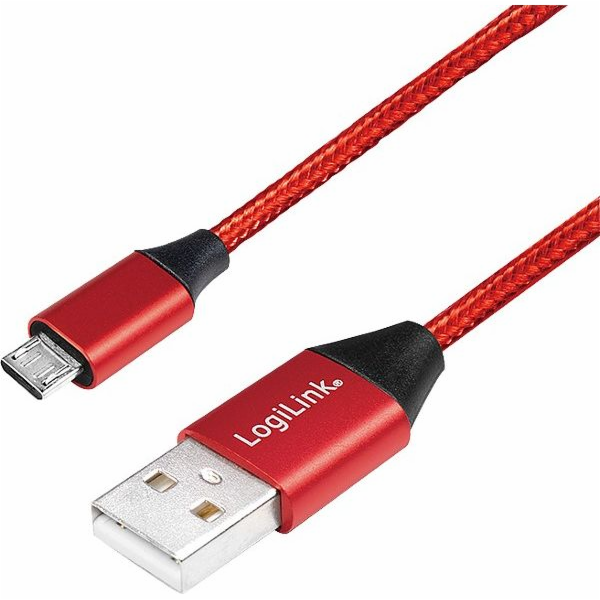 LogiLink USB-A - microUSB USB kabel 0,3 m červený (CU0151)
