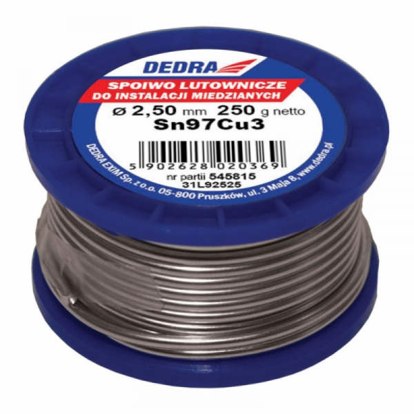 Dedra Pájecí kov 2,5mm Sn97Cu3 250g - 31L92525