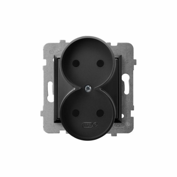 Ospel Aria dvojitá zásuvka, černá metalíza (GP-2UR/m/33)