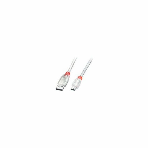 Lindy USB-A - miniUSB USB kabel 2 m průhledný (41783)