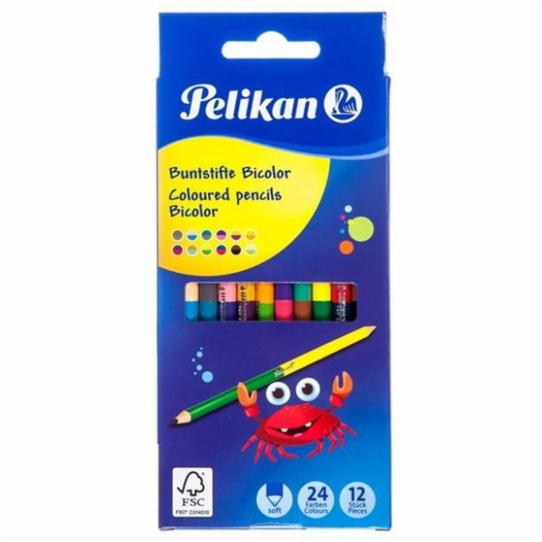 Pelikan Oboustranné pastelky 12 kusů - 255836