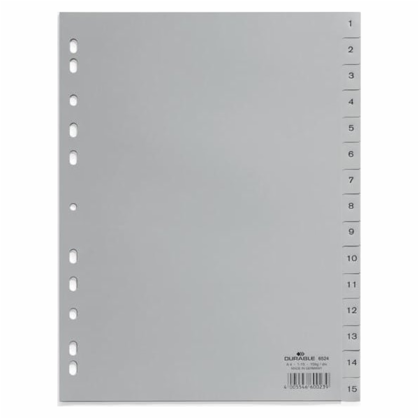 Odolný DURABLE Zahlenregister A4 1-15 PP volldeck. grau