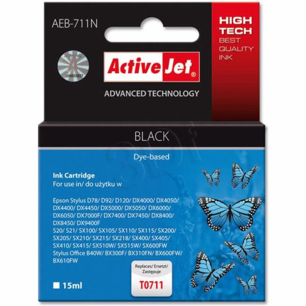 Activejet inkoust AEB-711N / T0711 (černý)