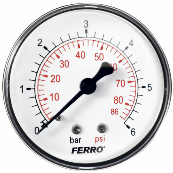 Ferro Manometr 63mm 1/4 0-6bar axiální zadní - M6306A