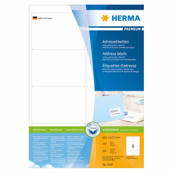 Herma adresní štítky A4, 800 kusů (4269)